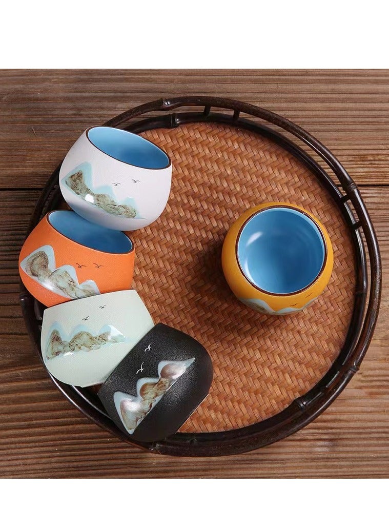 MIXDE Set Of 5 Double Walled Ceramic Espresso Coffee Cup 5 Ceramic Espresso V60 Coffee/Tea Cups Arabic Mug Nice Packaging Used as Gift 130mL Each Multicolour - Image 4
